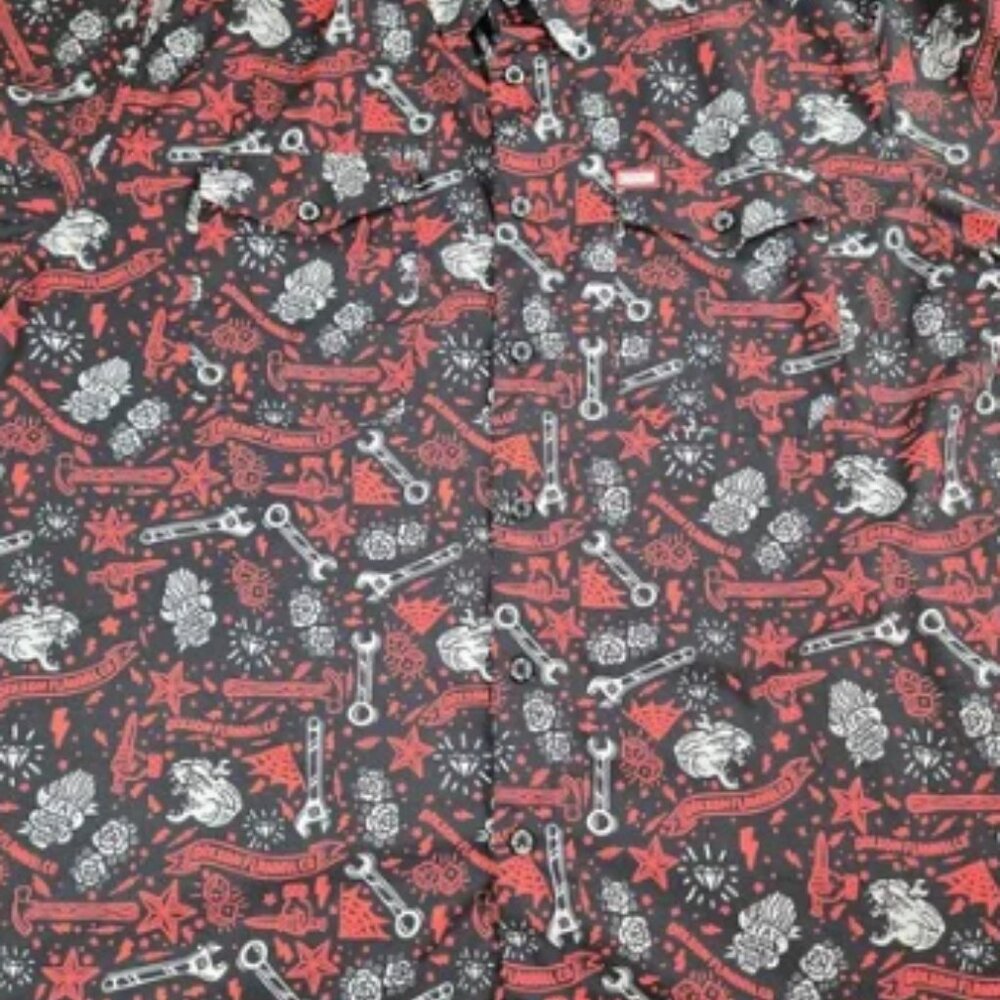 Dixxon Flannel Shirt Mens 2XL Black Red The Jerry Limited Edition Tattoo Print